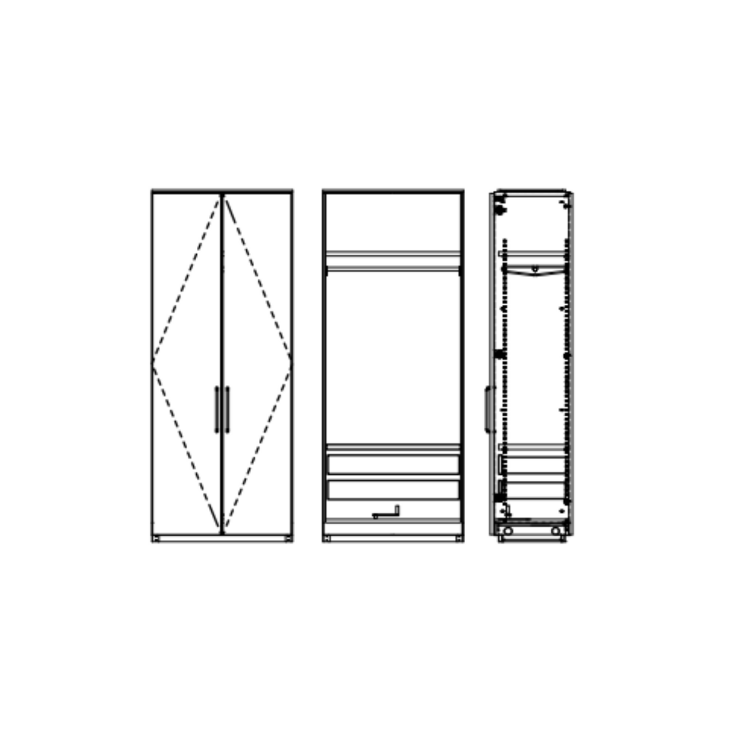 棚・パイプ・引出しセット2枚扉／MP3-□□□□H