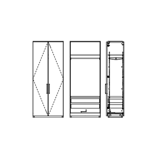 棚・パイプ・引出しセット2枚扉／MP3-□□□□H
