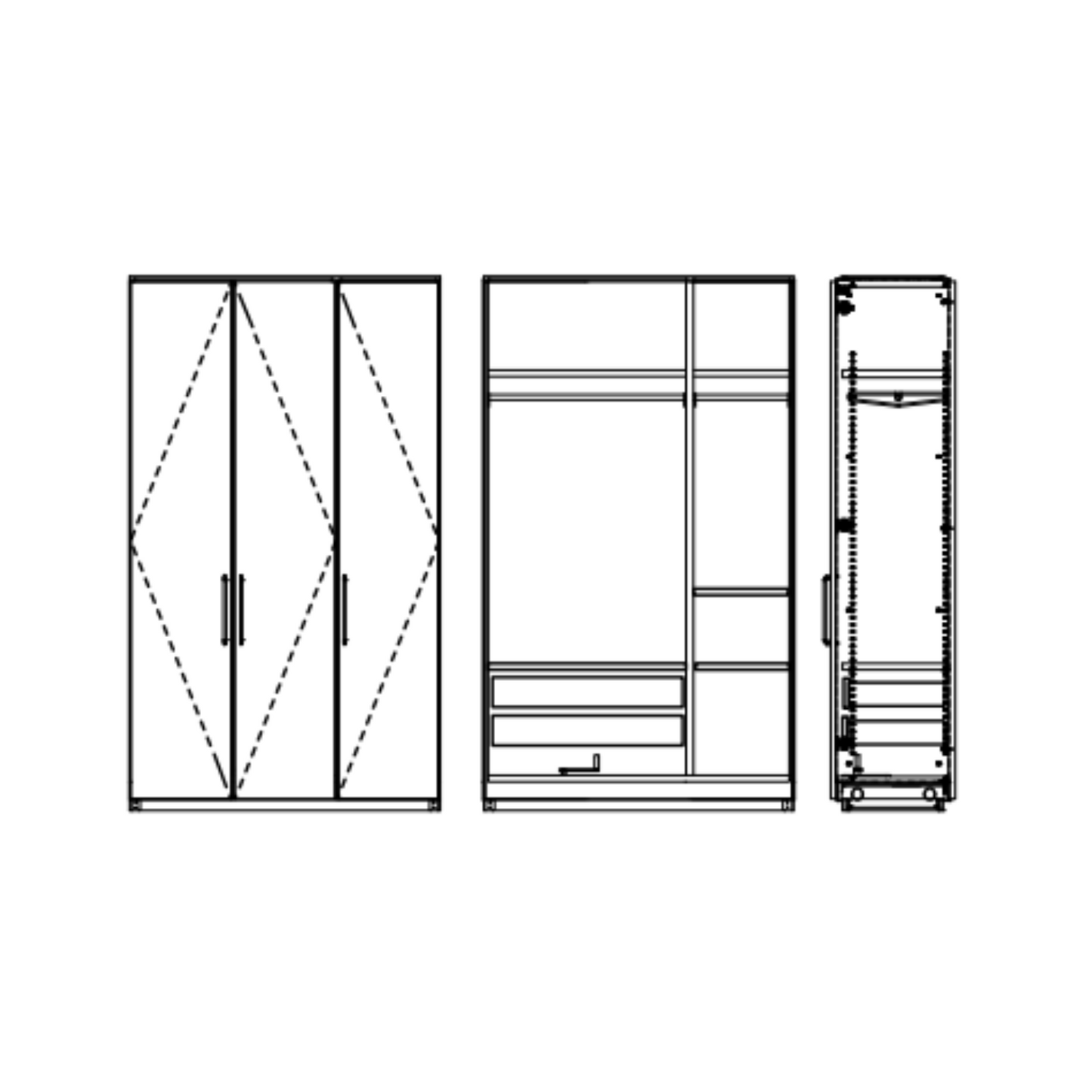 棚・パイプ・引出しセット3枚扉／MP3-□□□□HG