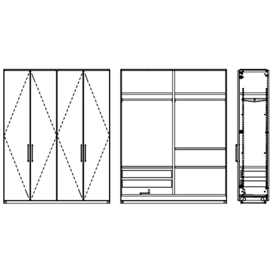 棚・パイプ・引出しセット4枚扉／MP3-□□□□HG